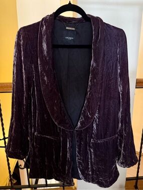 Gryphon Crushed Velvet Open Jacket in Plum